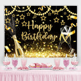 Funkeln Golden Perle Sterne Glücklich Geburtstag Hintergrund